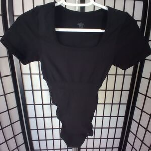 BODYSUIT Women's Ribbed Stretch One Piece Square Neck Size L/XL